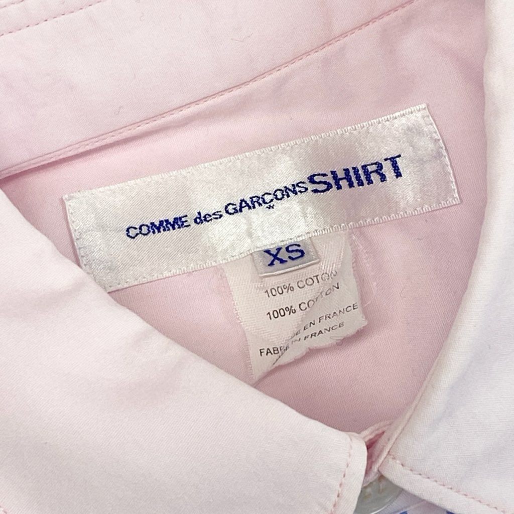 22d6 COMME des GARCONS SHIRT コムデギャルソンシャツ クレイジーパターン 長袖シャツ 再構築 ストライプ フランス製 W17060 XS ピンク ブルー コットン