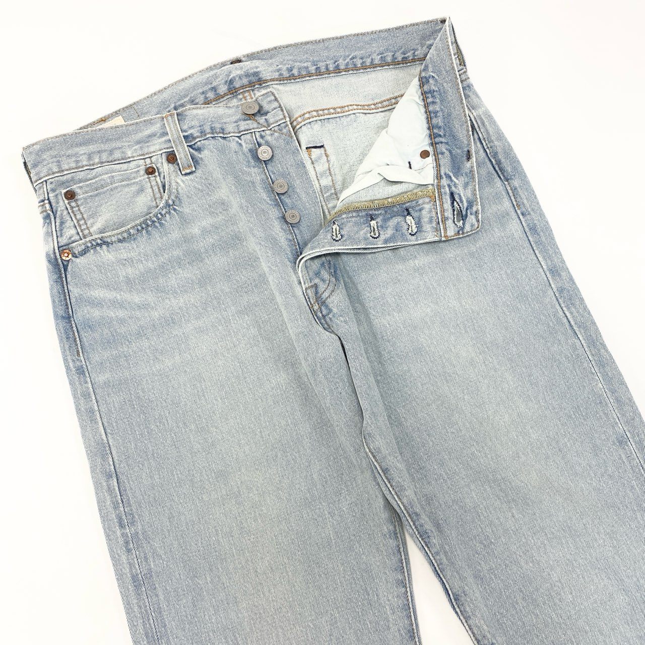 54h27 Levi's リーバイス 501 ボタンフライ ストレート デニムパンツ ボトムス ジーンズ セルビッジデニム 赤耳 アイスウォッシュ 00501-3398 W33 L32 ブルー コットンo07t