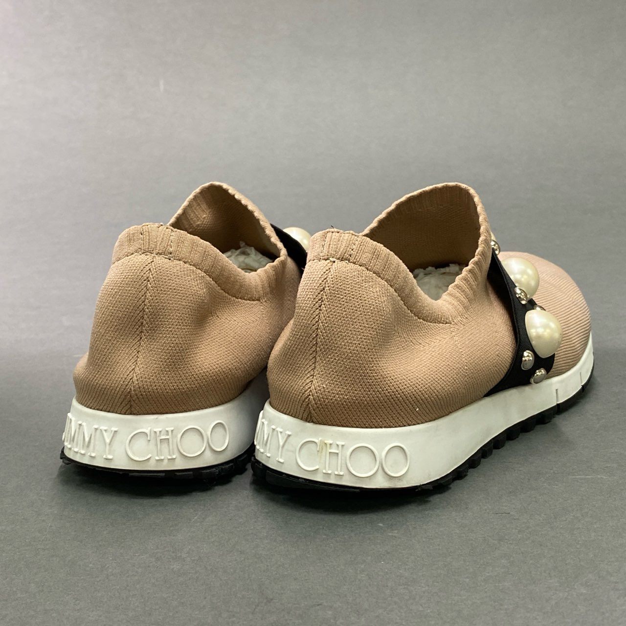 1c11 JIMMY CHOO ジミーチュウ VERONA ベローナ パールビジュー スニーカー 38 ピンク シューズ 箱付き