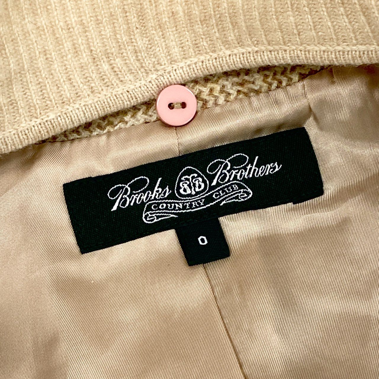 17e7 Brooks Brothers ブルックスブラザーズ カシミヤ混 レイヤードジャケット テーラードジャケット ブレザー サイズ0 アイボリー レディース