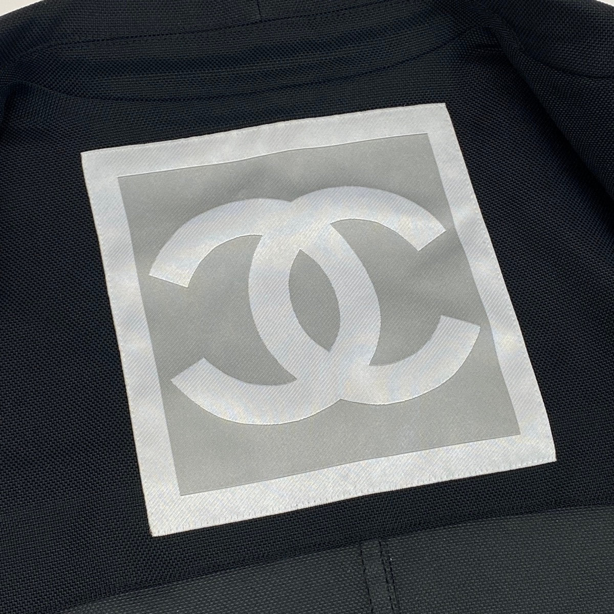 Cf29 CHANEL シャークスキン 04P スポーツライン ロゴパイピング ココマーク ジャケット サイズ38 ブラック レディースta1ta1