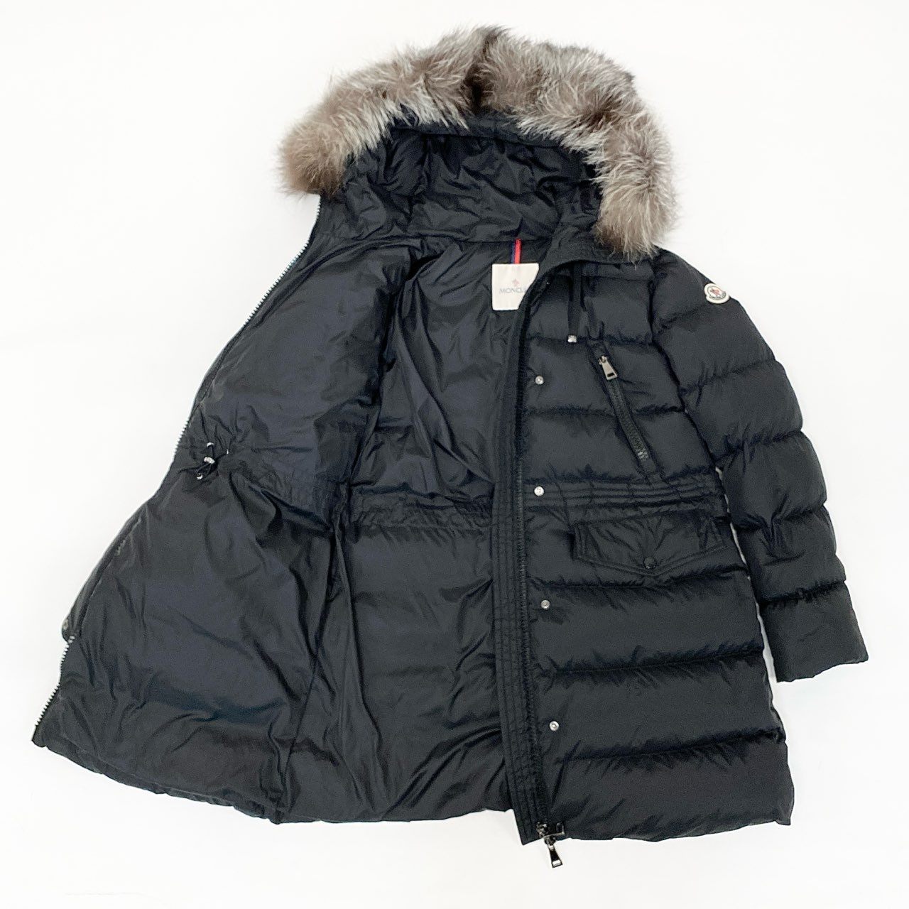 65j9 《美品》 MONCLER モンクレール APHROTI アフロティ ダウンコート I20931B51002 3 ブラック シルバーフォックス ロングダウンジャケット 毛皮t18r