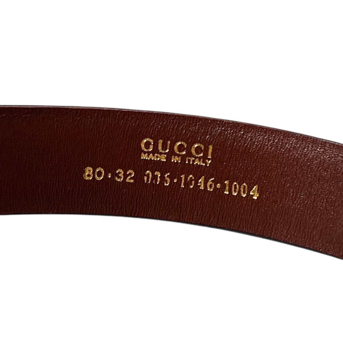 i10 GUCCI グッチ ロゴ金具 レザーベルト 80 ブラウン レザー レディースu02t
