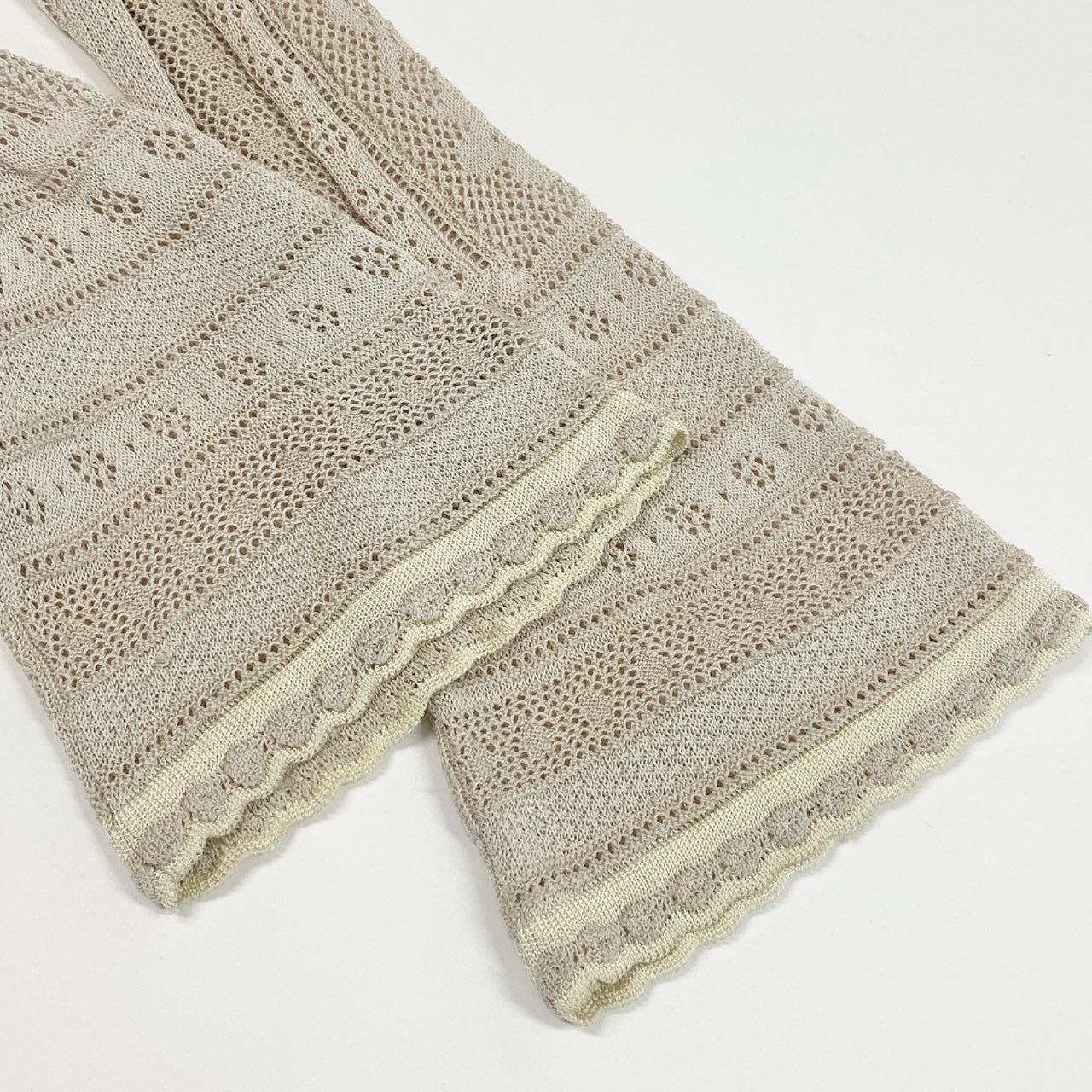 71f27 Mame Kurogouchi マメクロゴウチ Traditional Curtain Lace Knitted Cardigan ニットカーディガン トップス サイズ1 アイボリー レディース 日本製