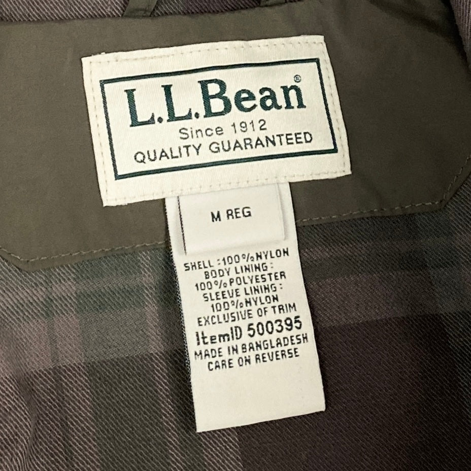 30h29《美品》L.L.Bean エルエルビーン ウォームアップジャケット ブルゾン フランネル裏地付き 耐水性 500395 Mサイズ カーキ メンズ 男性用u02t