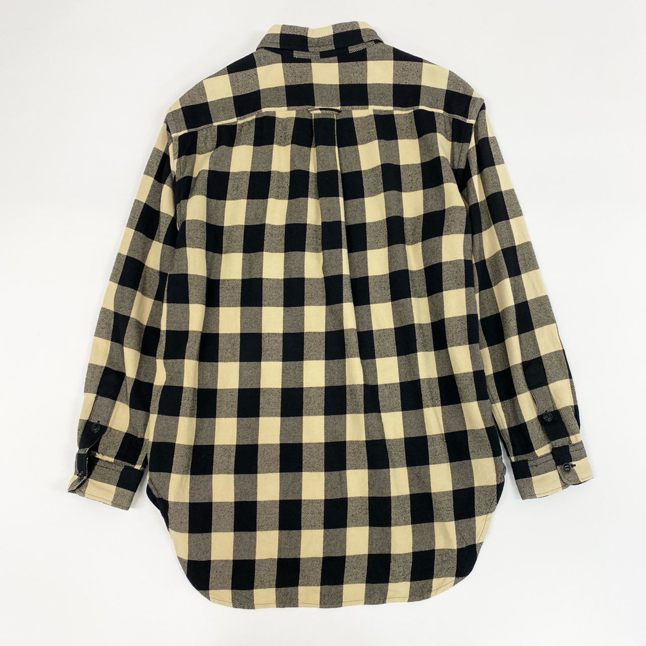 13f7 POLO RALPH LAUREN ポロラルフローレン フラップポケット コットンネルシャツ 長袖シャツ ブロックチェック オーバーサイズ Mサイズ 165 ベージュ ブラック コットン メンズ