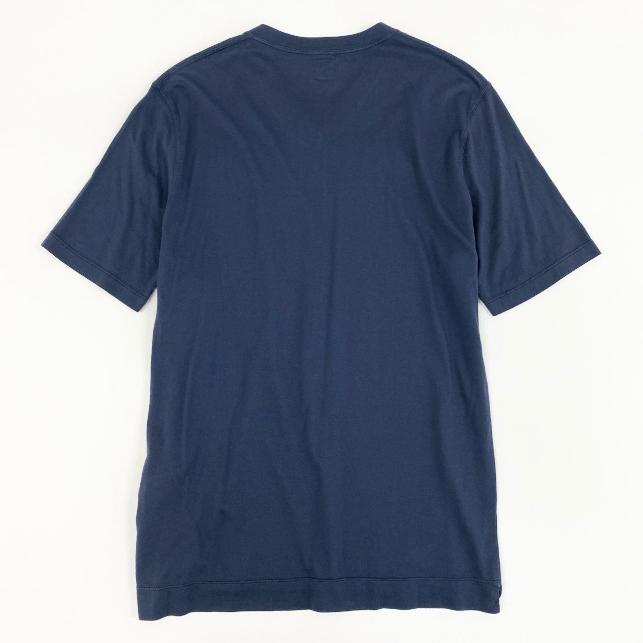 2f6 【未使用】イタリア製 FEDELI フェデーリ マイクロゲージ 半袖ニットシャツ ニットTシャツ 浅めVネック サイズ46 ネイビー メンズ 男性用