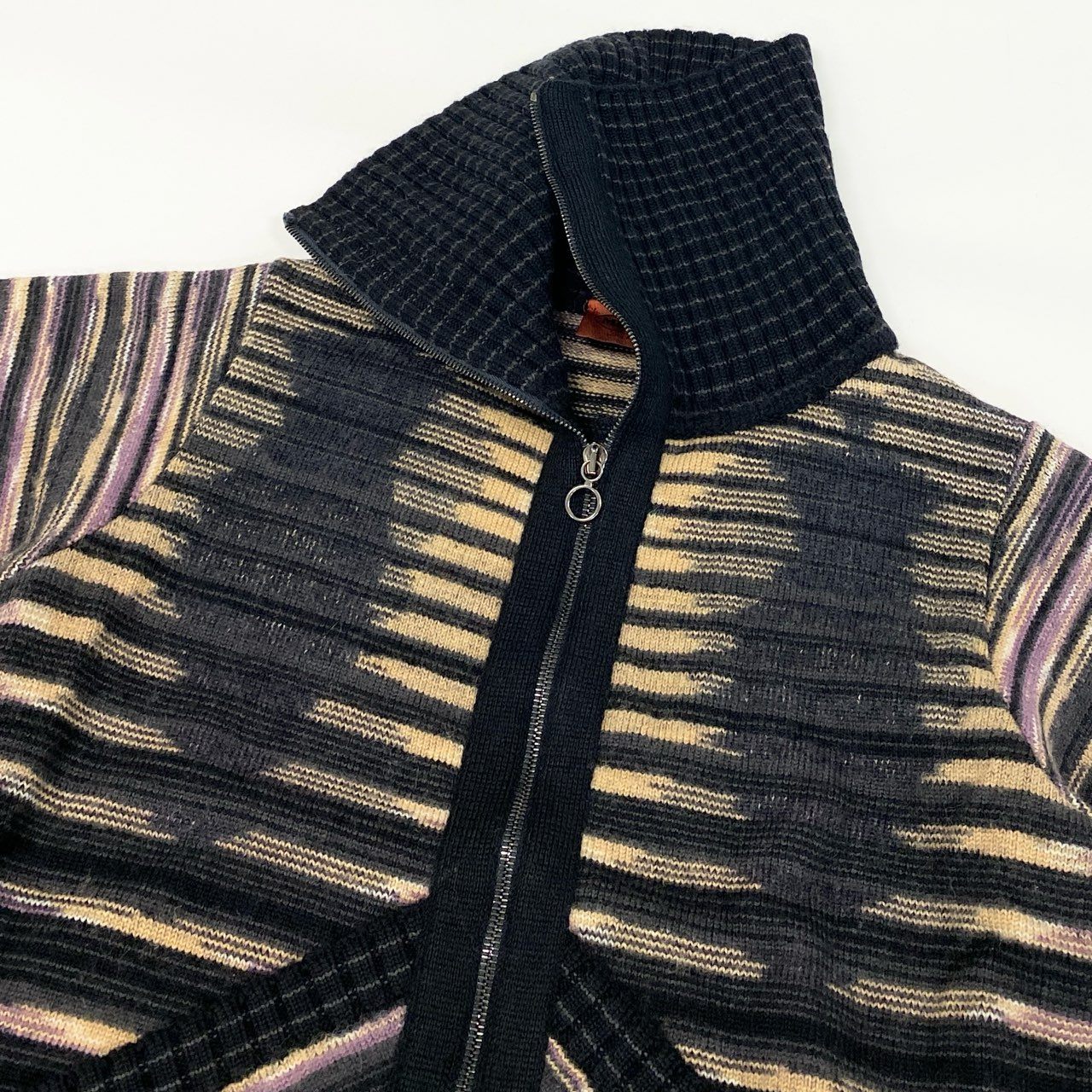 62g24 MISSONI ミッソーニ セーラーデザイン ジップアップ ニットカーディガン ニットブルゾン サイズM マルチカラー レディース_