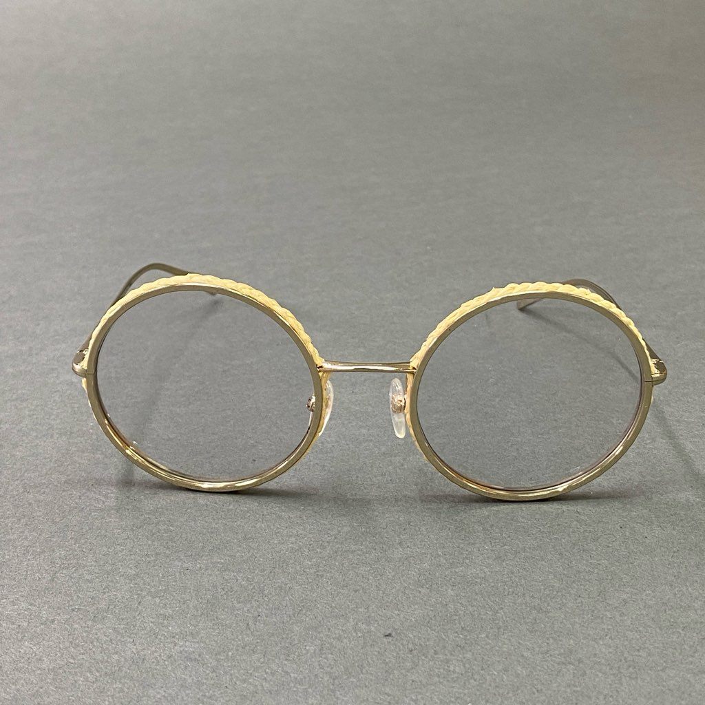 d6 CHANEL シャネル Raffia ラウンド アイウェア 丸メガネ 4250 ゴールドフレーム 眼鏡 サングラス
