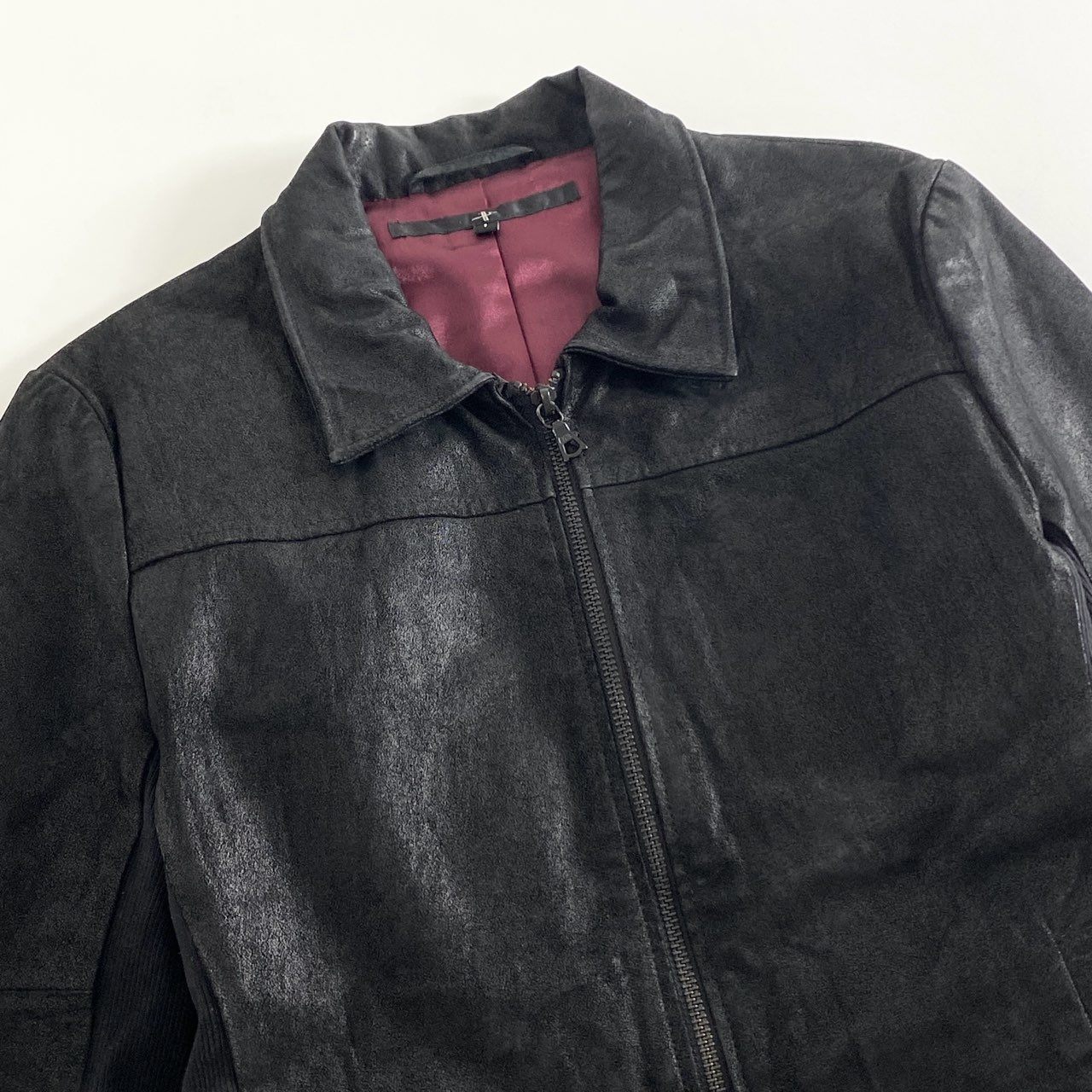68g26 NO ID ノーアイディー ジャケット サイドリブ ダブルジップ ピッグスキン シングル ライダースジャケット 822030-326L 1 ブラック 豚革 レザー