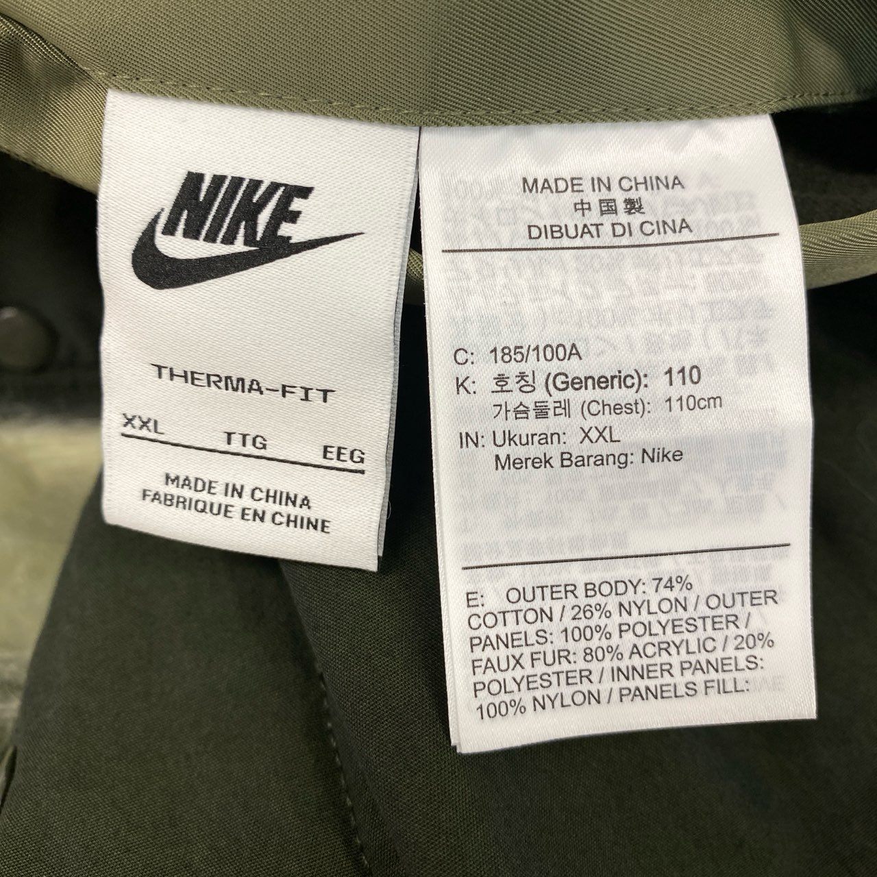 20f19 NIKE TF WHITE SPACE PARKA ホワイトスペースパーカ リバーシブル N-3B モッズコート ミリタリージャケット 大きいサイズ DD6776-355 2XLサイズ カーキ
