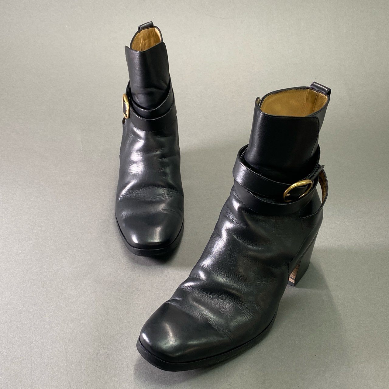 4d16 YVES SAINT LAURENT イヴサンローラン ROY55 MONK STORAP モンクストラップ レザーブーツ 41 ブラック Leather シューズ 箱 保存袋付き
