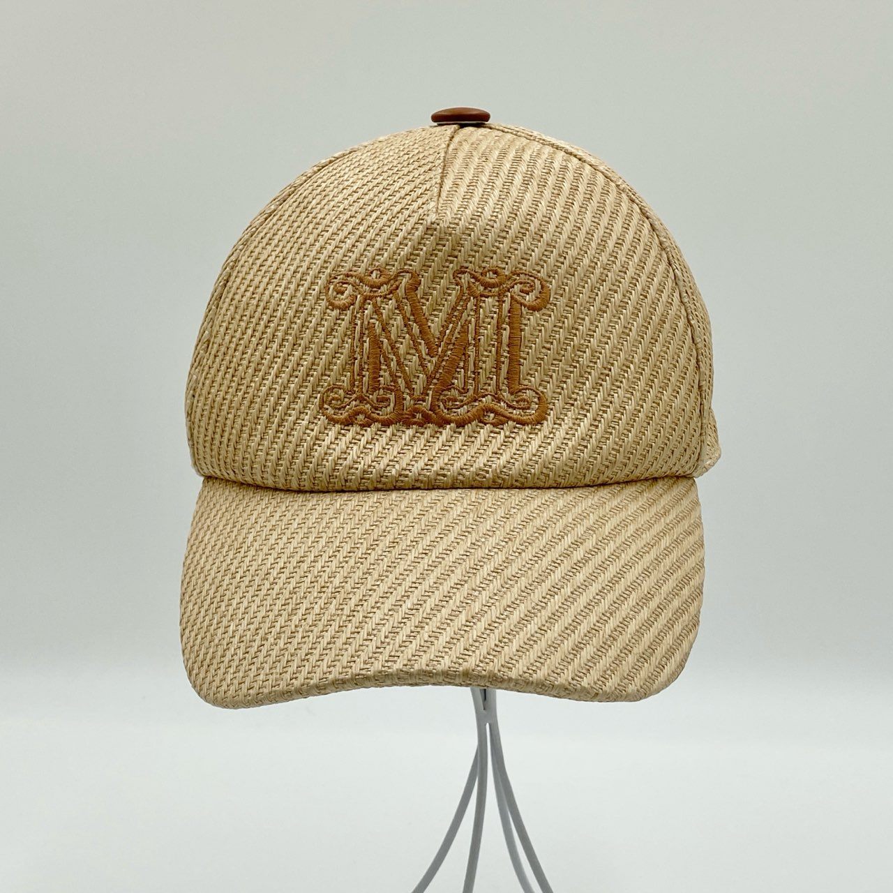 i4 《美品》 MAX MARA マックスマーラ 25SS Jez Baseball Cap ジェズ ベースボールキャップ ベージュ ロゴ刺繍 帽子 サイズ調節可能t18r