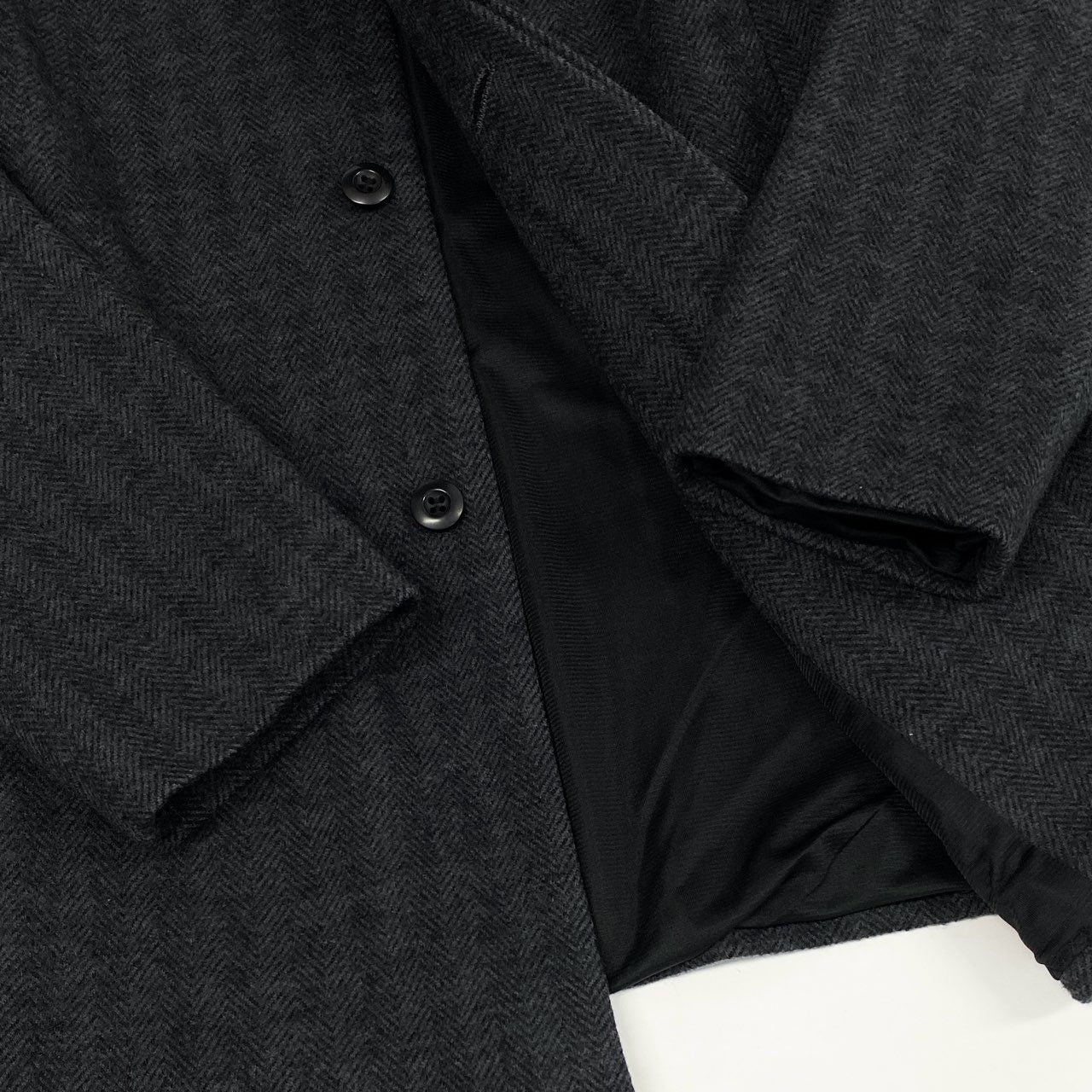 45j15 《美品》Plantation プランテーション ウールジャケット カバーオール ヘリンボーン アウター Mサイズ ネイビー メンズu02t