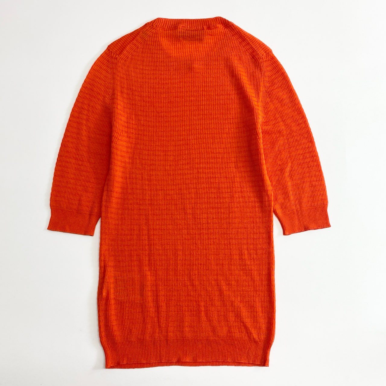 17f14 【美品】 イタリア製 MISSONI ミッソーニ ハイゲージ ニットセーター 薄手 7分袖トップス レーヨンウール混紡 サイズ48 オレンジ レディース 婦人服