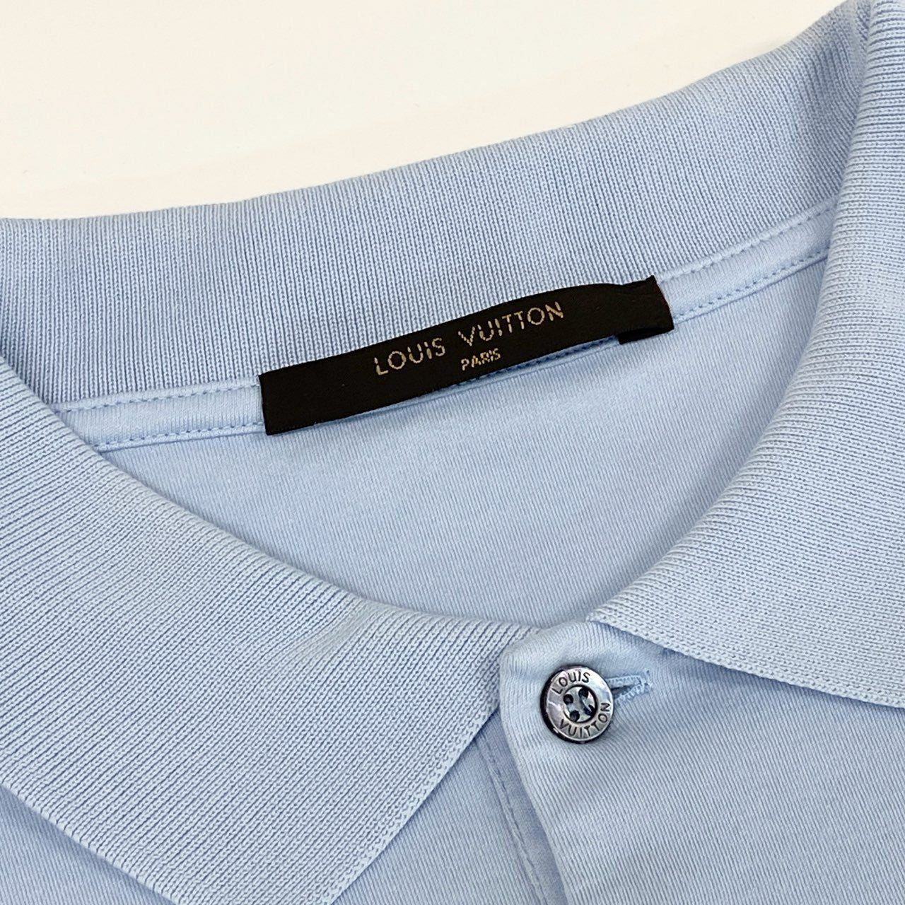 25f14 LOUIS VUITTON ルイヴィトン ダミエポケット 半袖ポロシャツ サイズM ブルー POLO SHIRT ロゴプリント 夏