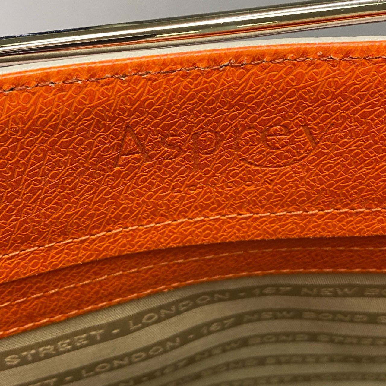 Ac6 ASPREY アスプレイ レザートートバッグ オレンジ Leather ワンショルダー カバン 高級 サイドジップ 保存袋付き