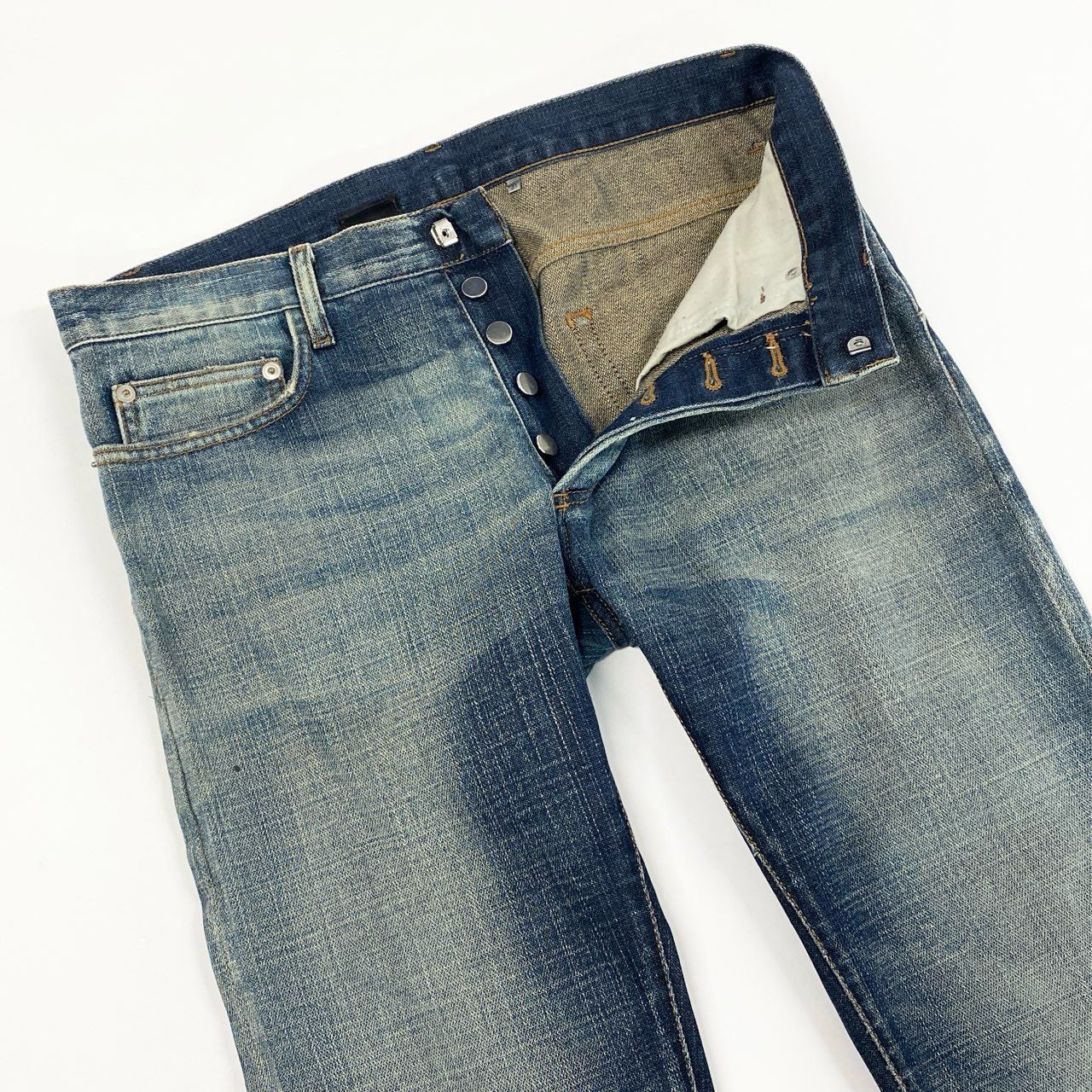 45b27 Dior HOMME ディオール オム エディ期 ダメージ加工 5ポケット デニムパンツ ジーパン 7E3110610197 サイズ31 インディゴブルー コットン100% メンズ