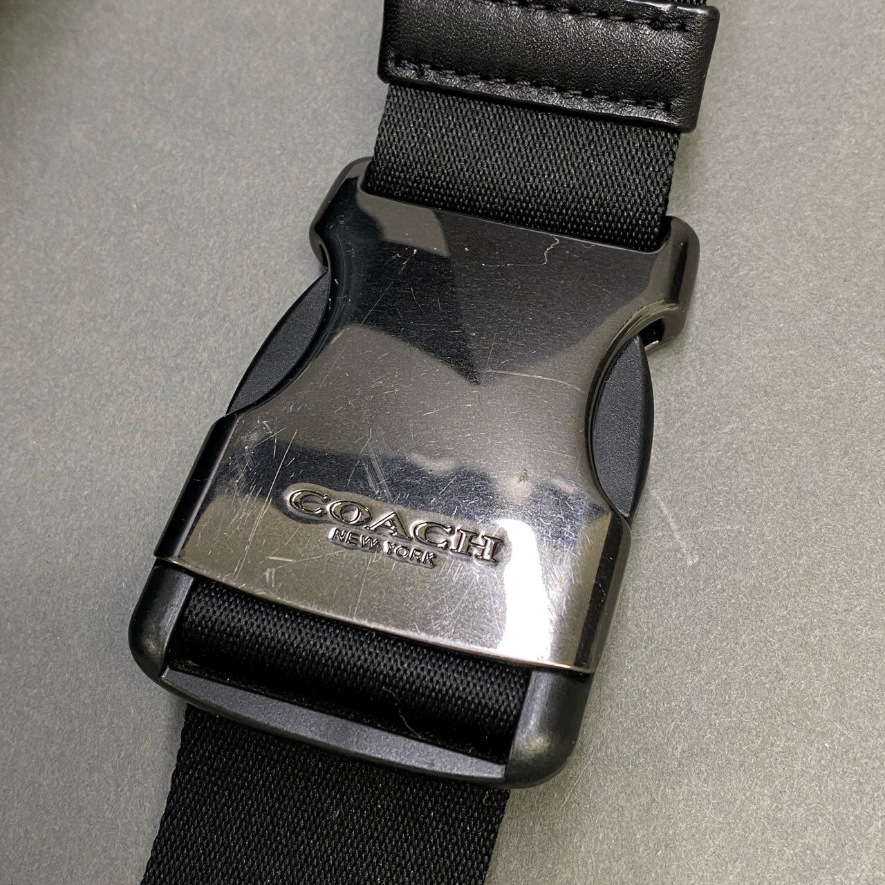 Cg31 COACH コーチ シグネチャー カラーブロック ボディバッグ ショルダーバッグ 鞄 C2724 ブルー レザー PVC メンズt18r