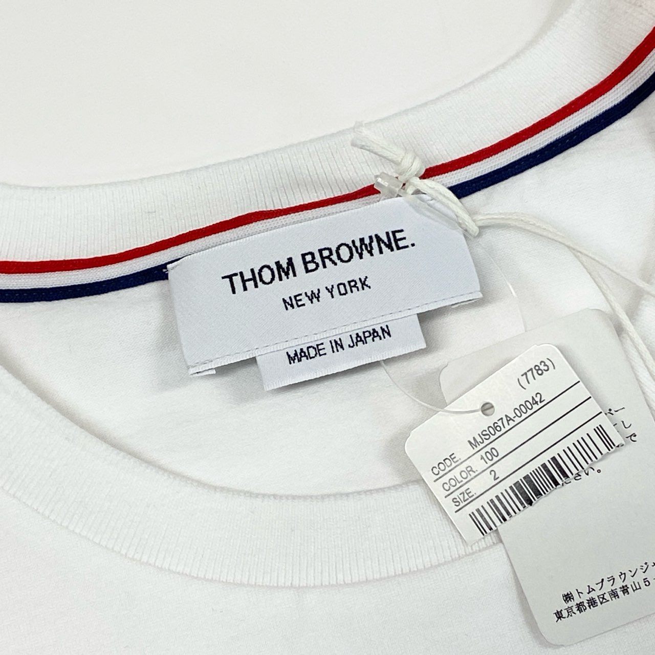 72a15 《未使用》 TOM BROWNE トムブラウン リラックスフィット Tシャツ MJS067A 2 ホワイト ミディアムウェイト ジャージー サイドスリット 日本製