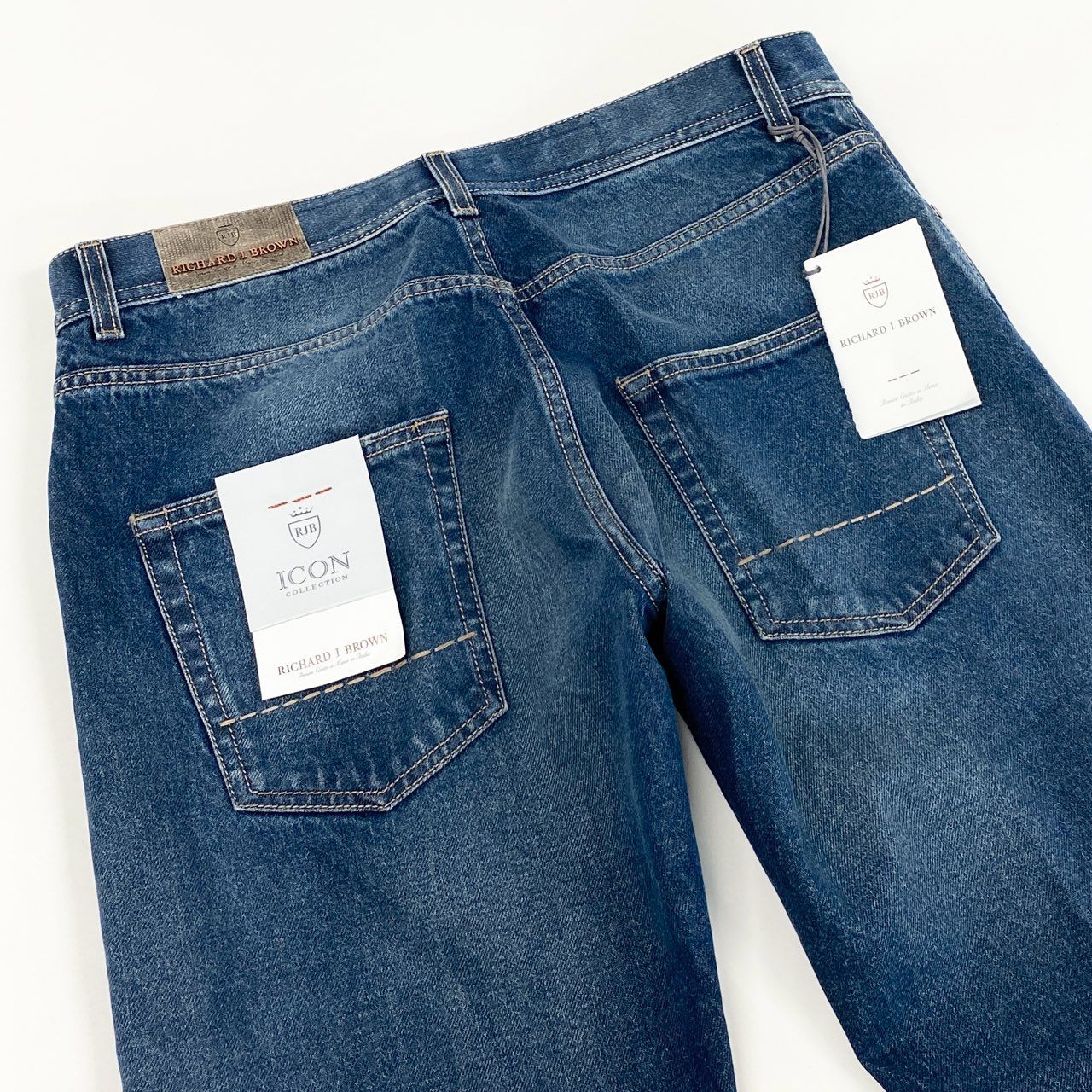 81d4 【タグ付】 RICHARD J.BROWN リチャードジェイブラウン MOD. Steve スティーブ ヴィンテージ加工 デニムパンツ 34 インディゴ ICON COLLECTION ジーンズ イタリア製
