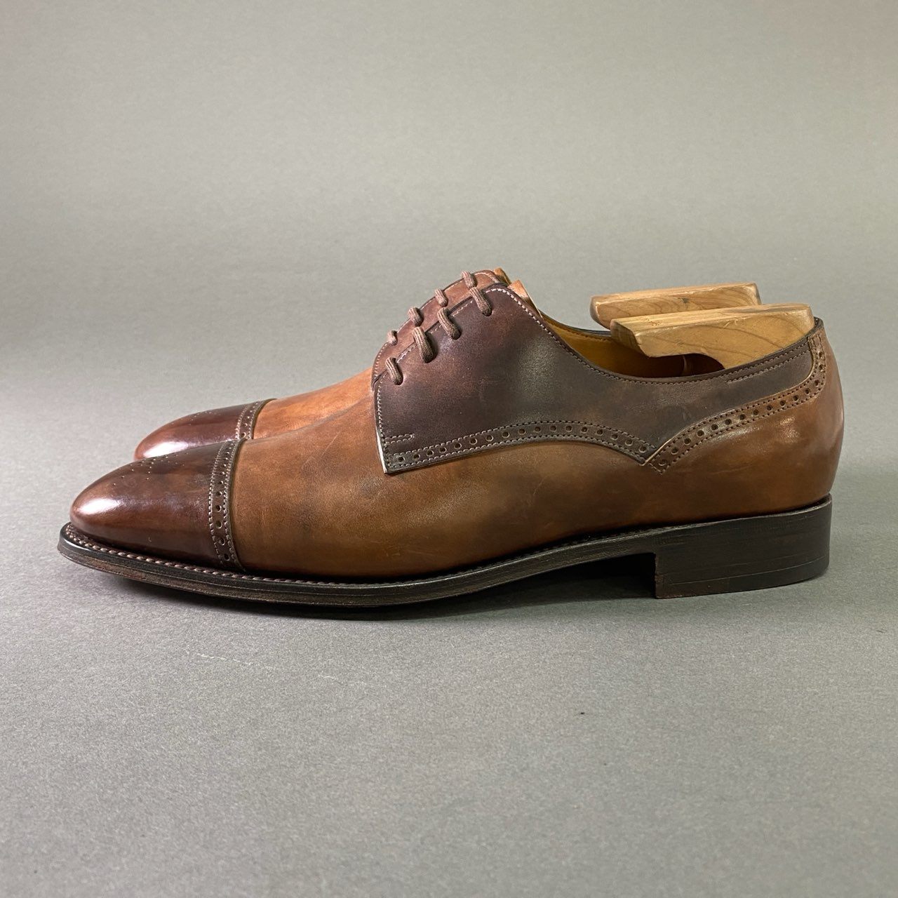 3a17 JOHN LOBB ジョンロブ BRAKLEY ブラックリー PARISAIN BROEN 外バネ メダリオン ドレスシューズ 7E ブラウン レザー LAST7000 英国製