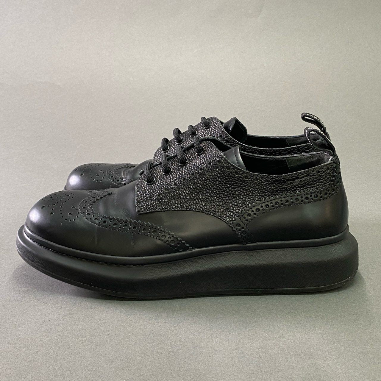 2f6 Alexander McQUEEN アレキサンダーマックイーン ハイブリット レースアップ レザースニーカー サイズ44 ブラック メンズ 男性用 シューズ 靴