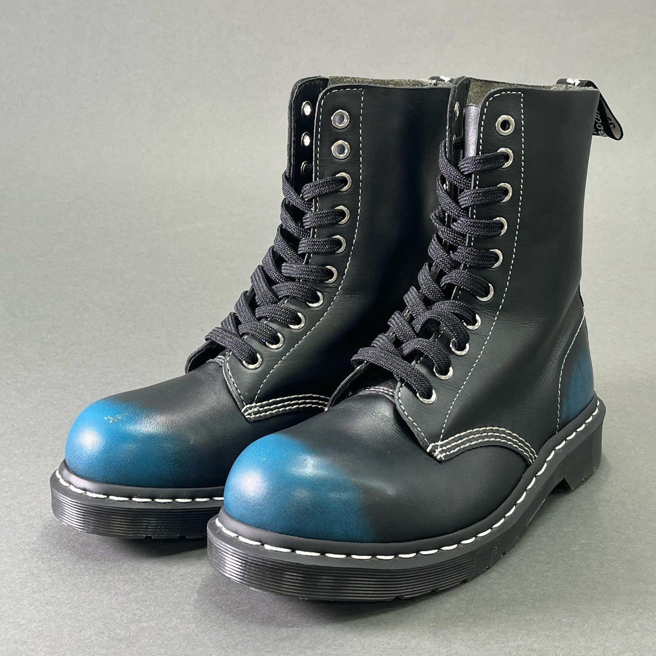1e18 Dr.Martens ドクターマーチン 1919 10ホール スチールトゥ レースアップブーツ UK 6 ブルー ブラック レザー シューズ
