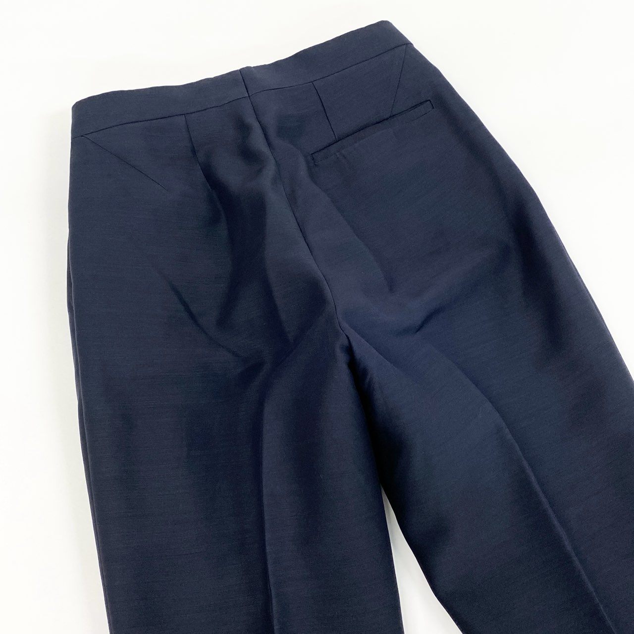 52d10 《極美品》 Drawer ドゥロワー ウールシルクタックパンツ テーパードスラックス イタリア製CERRUTI社製生地 6514-236-0885 サイズ36 ネイビー ウールシルク レディース ユナイテッドアローズ