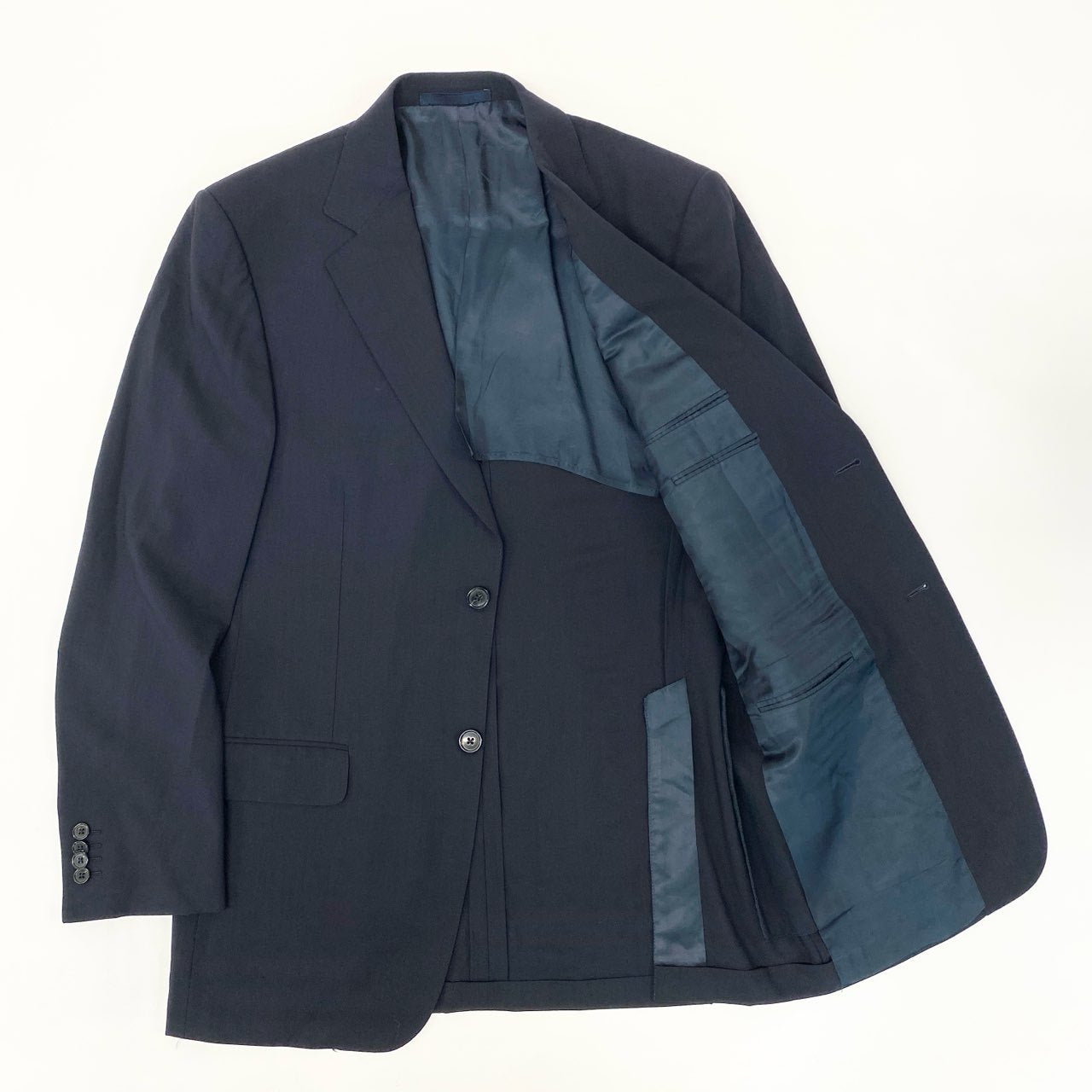 34i18 Ermenegildo Zegna エルメネジルドゼニア セットアップ スーツ ビジネス◎ フォーマル◎ テーラードジャケット パンツ 48 ネイビー ウール メンズk02i