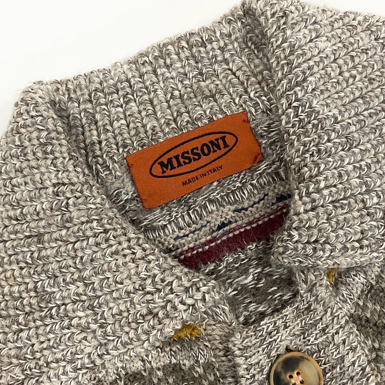 62g24 【イタリア製】MISSONI ミッソーニ アルパカ キャメル混紡 ニットカウチン ニットカーディガン サイズ52 マルチカラー メンズ 男性用 大きいサイズ_