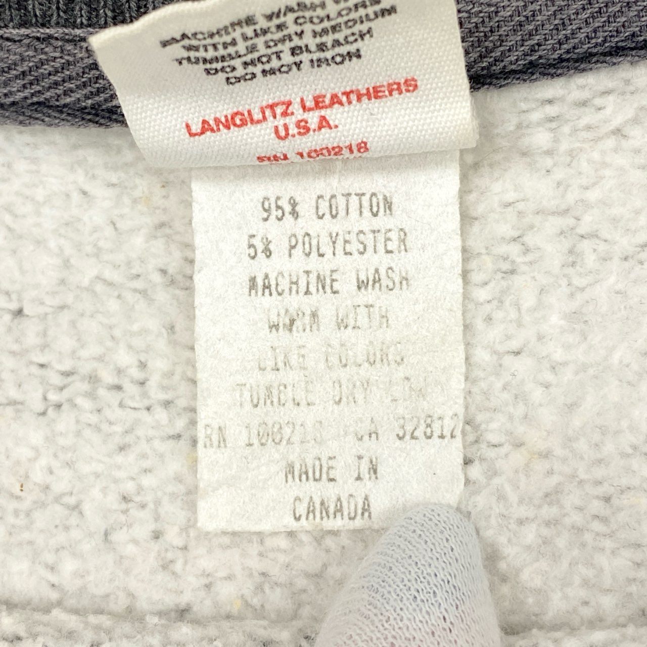 64g4 LANGLITZ LEATHERS ラングリッツレザー 2トーン ラグランスウェット コットン カナダ製 クラシック ストリート メンズ 男性用 グレー×オレンジ