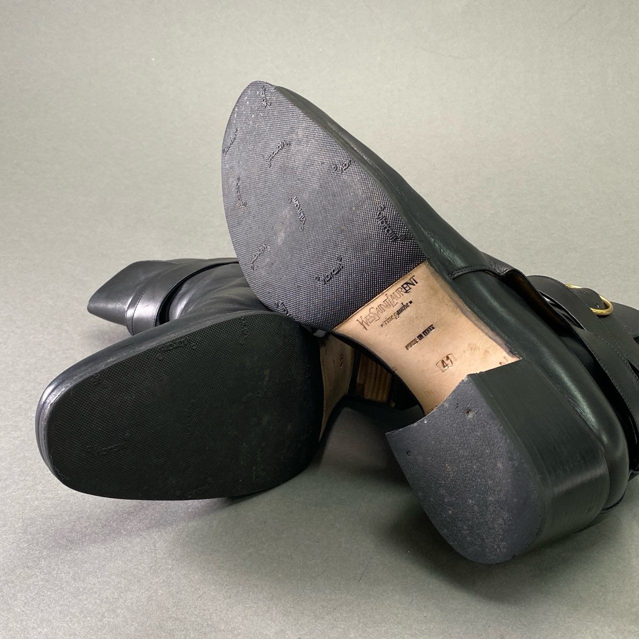 4d16 YVES SAINT LAURENT イヴサンローラン ROY55 MONK STORAP モンクストラップ レザーブーツ 41 ブラック Leather シューズ 箱 保存袋付き