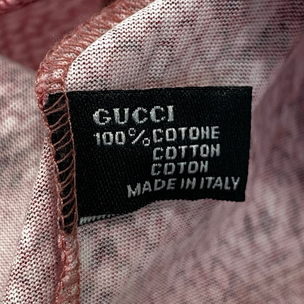 Ae27 GUCCI グッチ パイソン柄 半袖Tシャツ クルーネックカットソー サイズM ピンク系 コットン100% レディース 女性服k02i