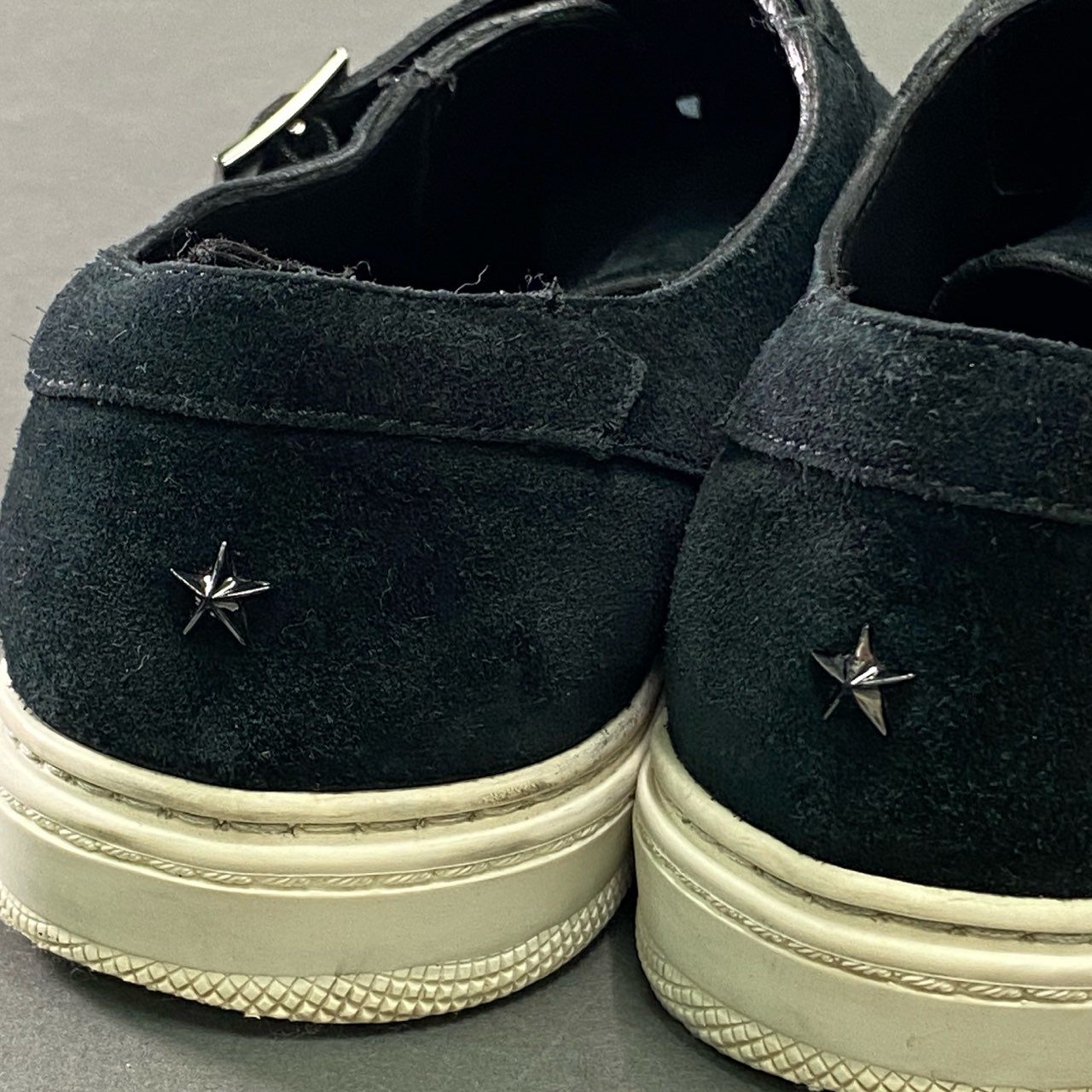 7b7 JIMMY CHOO ジミーチュウ ダブルモンク スエードレザー スニーカー 40 ブラック Leather ワンスター イタリア製 シューズ