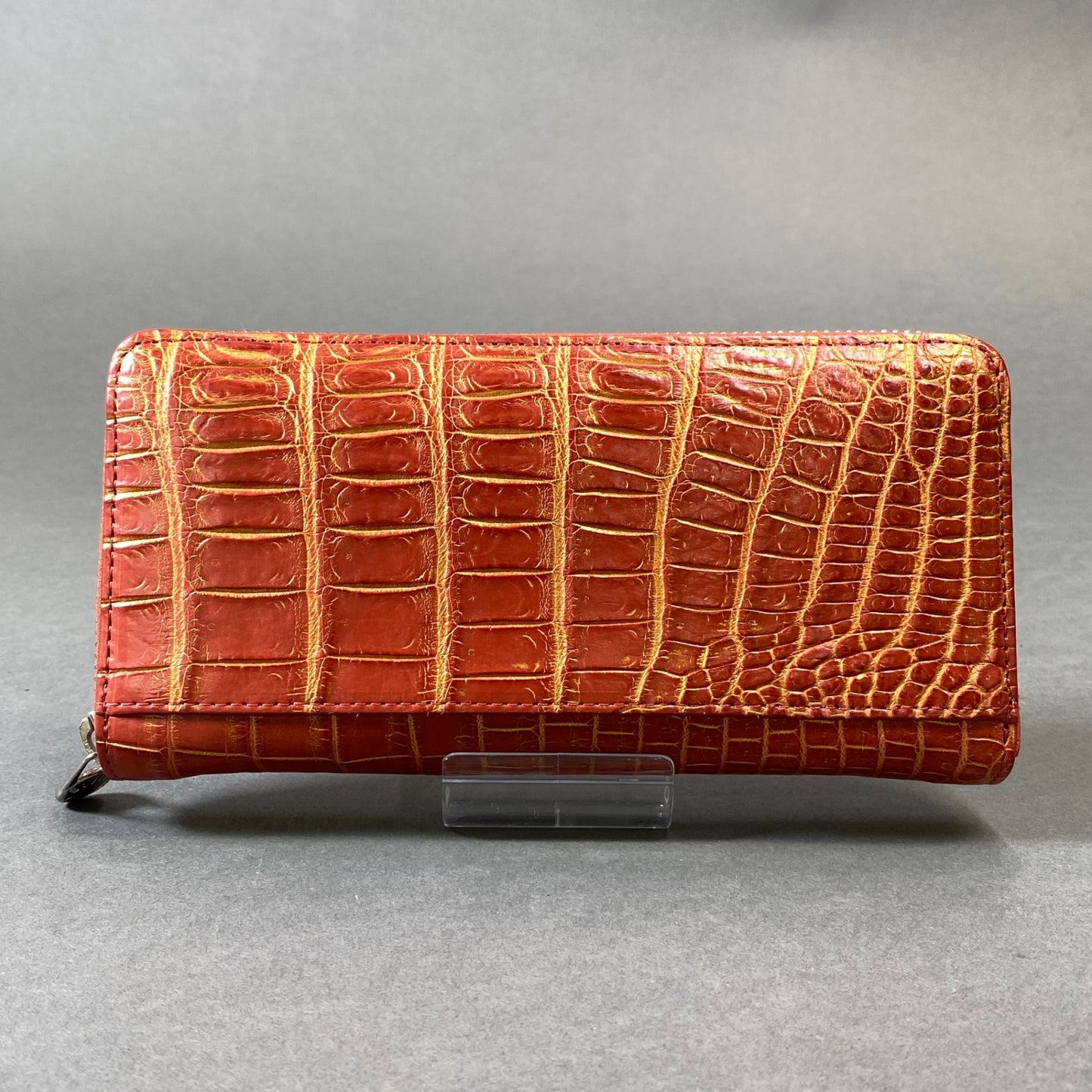 g31【美品】定価64,630円 Style Croco オレンジ系 クロコダイルレザー ラウンドジップ 長財布 ロングウォレット ユニセックス 本クロコ マットクロコk02i