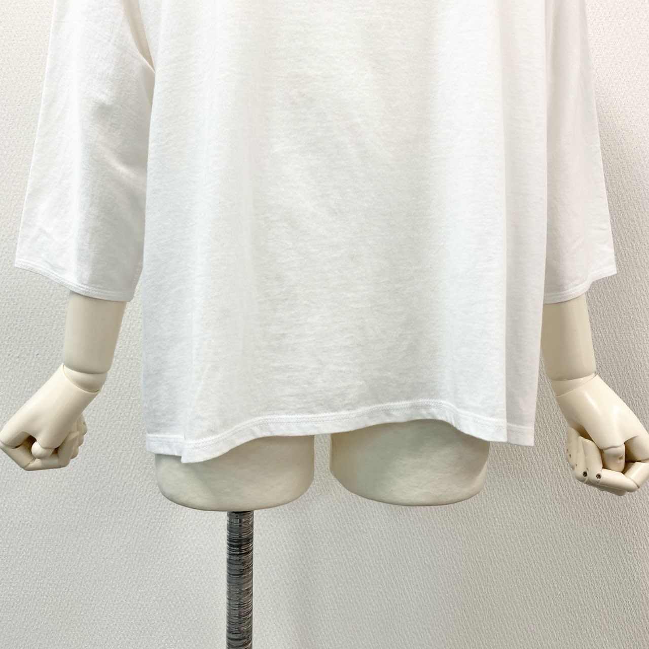 50h25 Babaghuri ババグーリ ヨーガンレール 7分袖 カットソー トップス Tシャツ 身幅ゆったり FREE ホワイト コットン レディースu02t