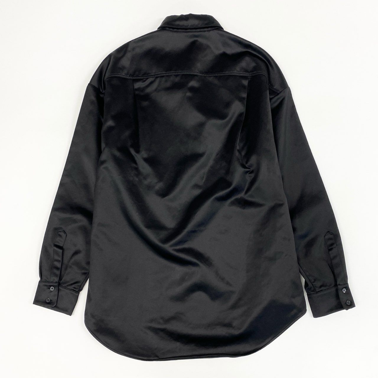 4c28 【美品】 ROCHAS ロシャス 厚手シャツ シャツジャケット 光沢◎ イタリア製 レーヨンシャツ ボタンシャツ 38 ブラック