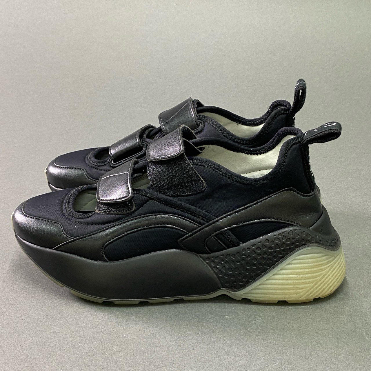 2e26 STELLA McCARTNEY ステラマッカートニー ベルクロ 厚底スニーカー 35 ブラック シューズ イタリア製