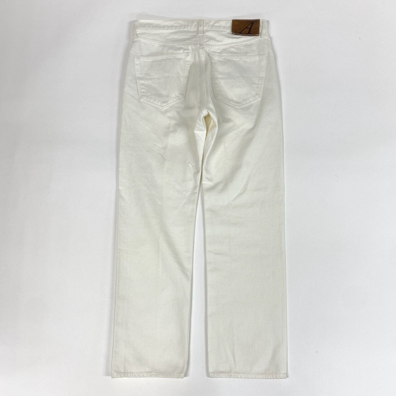 79j9 ANATOMICA アナトミカ デニムパンツ ホワイトデニム ジーンズ ストレート レザーパッチ 530-000-06 S21 A 32 ホワイト コットン100%u02t