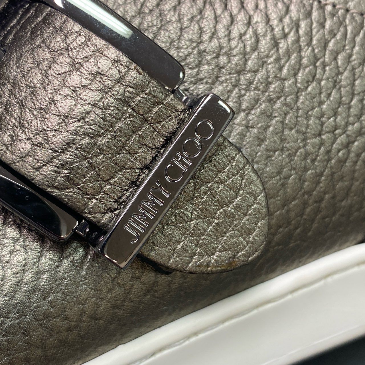 7c11 JIMMY CHOO ジミーチュウ ハイカット ベルトスニーカー 37 1/2 ゴールド レザー サイドジップ メタリック イタリア製 シューズ