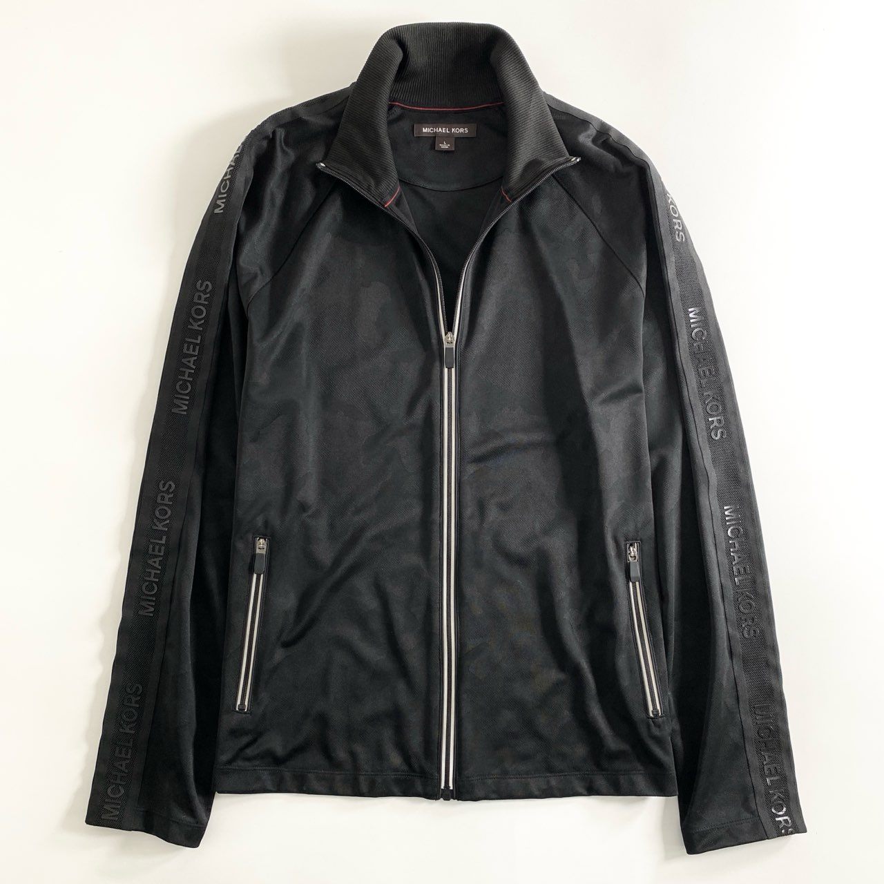 25d14 MICHAEL KORS マイケルコース サイドライン 長袖ジャージ ジャケット カモフラ柄 L ブラック メンズ