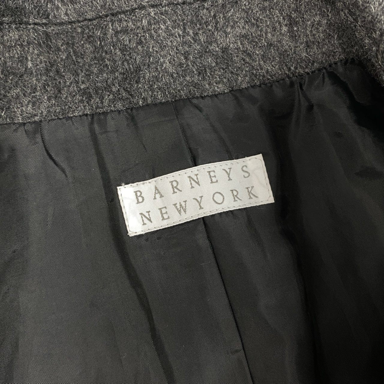 58f20 BARNEYS NEWYORK バーニーズニューヨーク 総カシミヤ ベルテッドステンカラーコート ロングコート 38 グレー Pure Cashmere カシミヤ100 カシミア レディース