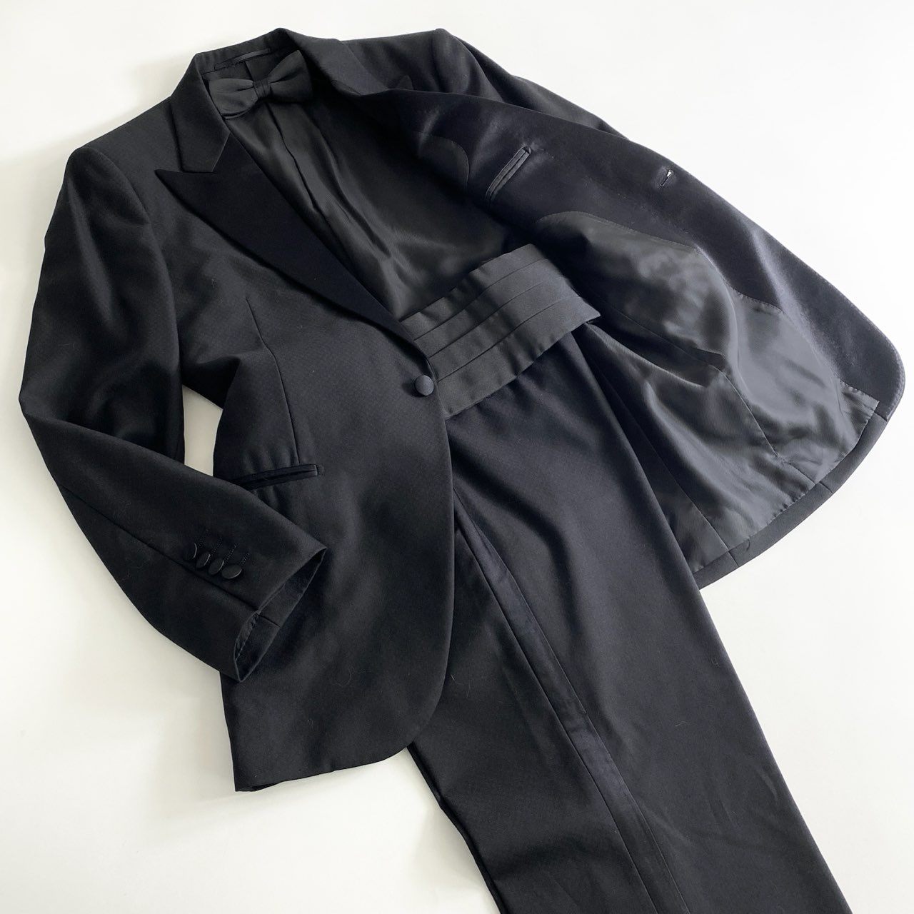 53c21 《美品》 定価¥101,200 UNITED ARROWS ユナイテッドアローズ ピークドラペル 1B タキシード スーツ セットアップ 46 ブラック ドレッシー