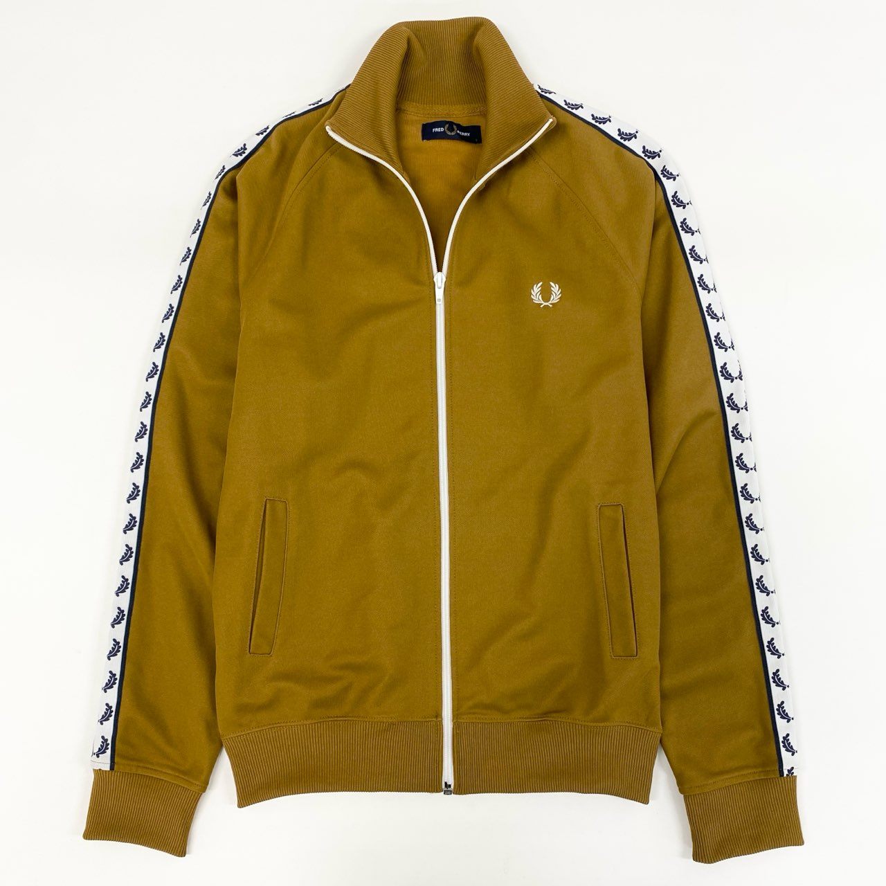 68g24 FRED PERRY フレッドペリー サイドライン トラックジャケット ジャージ サイズS マスタード メンズ_