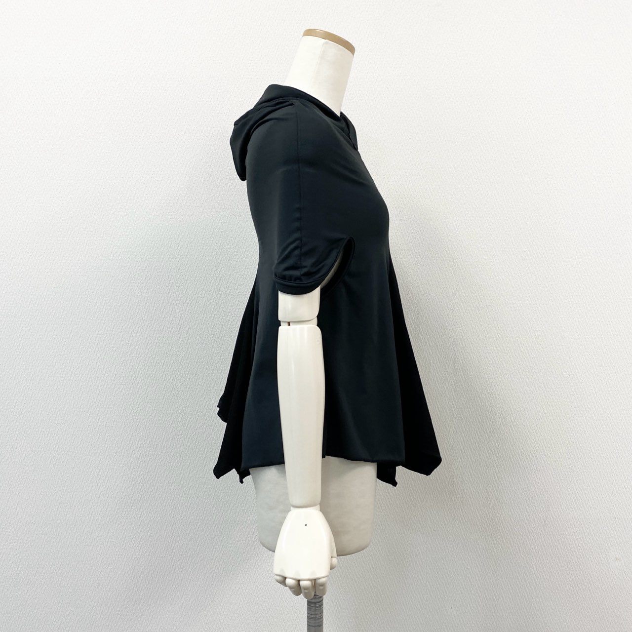 51f3 COMME des GARCONS コムデギャルソン 2011年 ストレッチ 変形フーディリブトップ XS グレー カットソー パーカー 伸縮性◎