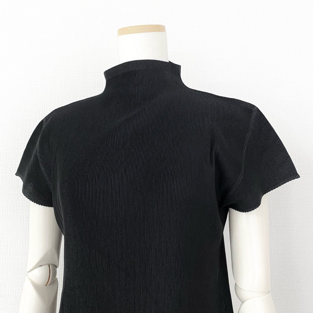 33d10-3 《美品》 PLEATS PLEASE プリーツプリーズ PP02FK105 プリーツカットソー 半袖トップス 03 ブラック レディース