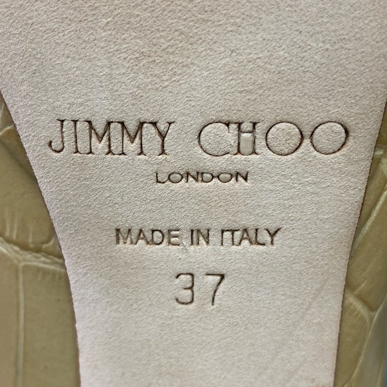 5c18 イタリア製 JIMMY CHOO ジミーチュウ クロコ型押し ハイヒール パンプス ピンヒール シューズ 37 ベージュ系