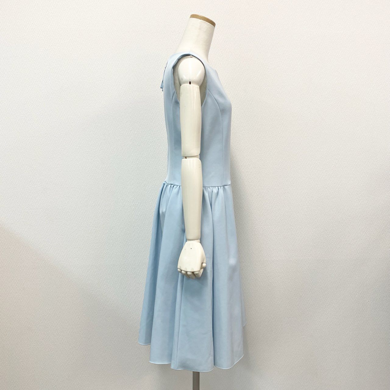 69k20 定価¥70,400 FOXEY NEW YORK フォクシー ニューヨーク Dress Timeless タイムレス ギャザーワンピース ドレス 40576 40 ベビーブルー ノースリーブ 日本製