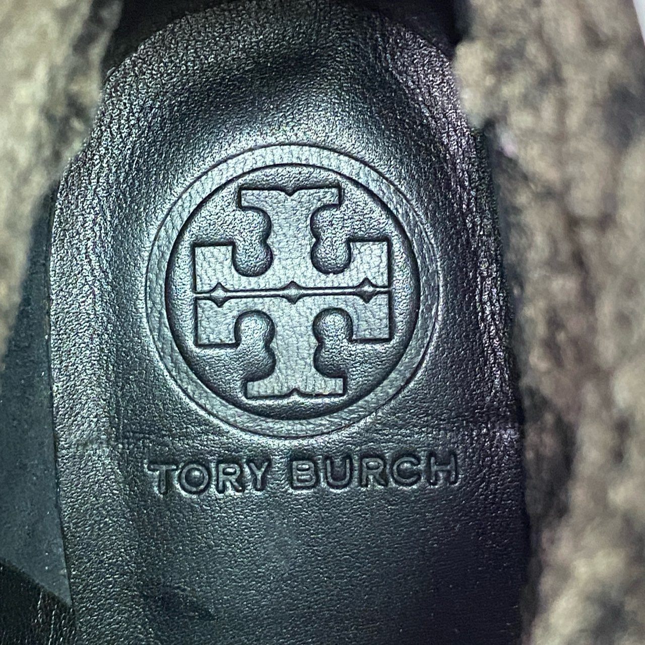 14c19 TORY BURCH トリーバーチ ムートンショートブーツ ウェッジソール 7 ブラック レザー シューズ 箱付き 冬